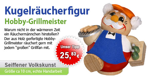Kugelr&auml;ucherfigur - Grillmeister Original Erzgebirgskunst echte Handarbeit
