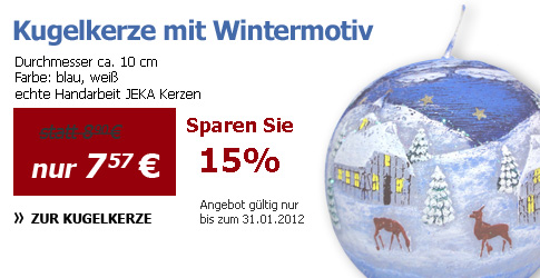 Kugelkerze mit Wintermotiv