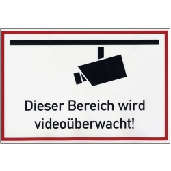 Hinweisschild "Dieser Bereich wird video�berwacht!" PE-Folie