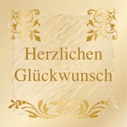 "Herzlichen Gl�ckwunsch" - Geschenk-Aufkleber in Goldt�nen