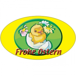 "Frohe Ostern" mit K�ken in Eierschale - Oster-Aufkleber