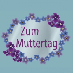 "Zum Muttertag" - Muttertags-Aufkleber mit Veilchen