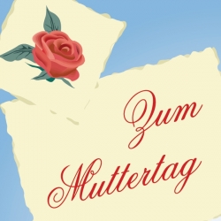 "Zum Muttertag" - Muttertags-Aufkleber mit Rose