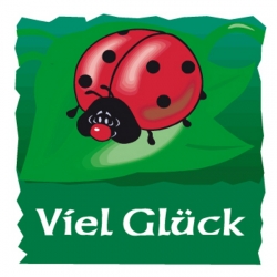 "Viel Gl�ck" - Geschenk-Aufkleber mit Marienk�fer