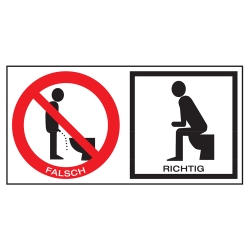 Toilettenschild "Falsch - Richtig"