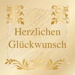"Herzlichen Gl�ckwunsch" - Geschenk-Aufkleber in Goldt�nen