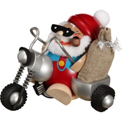 Kugelr�ucherfigur "Nikolaus f�hrt Motorrad"