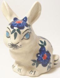 4-er Set Hasen (4 sitzend) - Dekor Blume blau