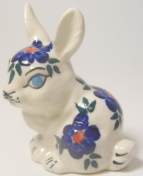 4-er Set Hasen (4 sitzend) - Dekor Blume blau