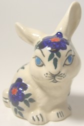 4-er Set Hasen (4 sitzend) - Dekor Blume blau