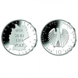 10 Euro Silberm�nze Deutschland 2010 - 20 Jahre Deutsche Einheit pfr.