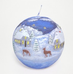 Kugelkerze mit Wintermotiv