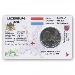 2 EUR limitierte Info-Coincard Luxemburg 2005 - Todestag Gro�herzog Adolphe pfr.