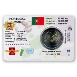 2 EUR limitierte Info-Coincard Portugal 2008 - 60 Jahre Menschenrechte pfr.