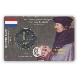 2 EUR limitierte Info-Coincard Niederlande 2011 - 500 Jahre Laus Stultitiae pfr.