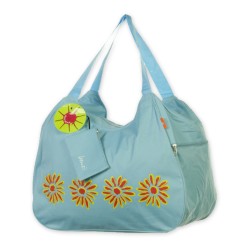 Badetasche Strandtasche blau mit Bl�ten