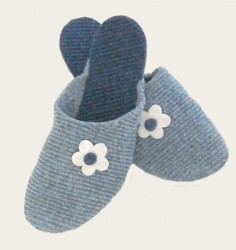 Pantoffeln Hausschuhe Besucherlatschen "Blume" grau Gr��e 43