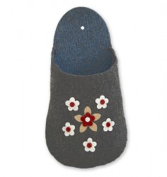 Einsteckpantoffel "Blume" gro� Farbe anthrazit