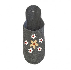 Einsteckpantoffel "Blume" klein Farbe anthrazit