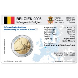 M�nzkarte f�r 2-Euro Gedenkm�nze Belgien 2006