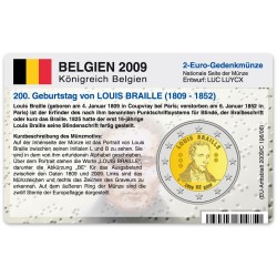 M�nzkarte f�r 2-Euro Gedenkm�nze Belgien 2009