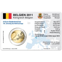 M�nzkarte f�r 2-Euro Gedenkm�nze Belgien 2011