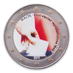 Farbige 2 Euro Sonderm�nze Malta 2011 - Wahlen 1849 pfr.