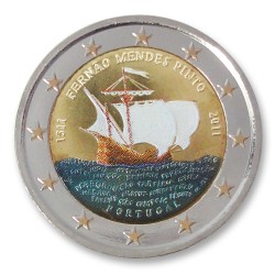 Farbige 2 Euro Sonderm�nze Portugal 2011 - Fern�o Mendes Pinto pfr.