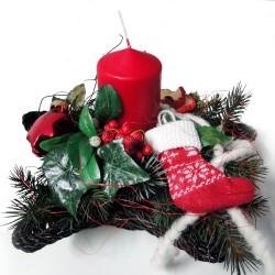 Weihnachtsgesteck Seegrassternschale mit Kerze