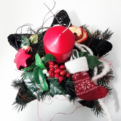 Weihnachtsgesteck Seegrassternschale mit Kerze