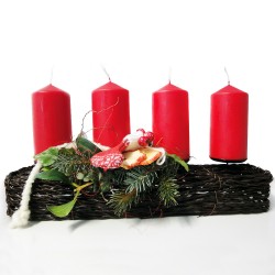 Adventsgesteck l�nglich mit 4 roten Kerzen
