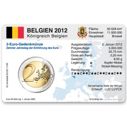 M�nzkarte f�r 2-Euro Gemeinschaftsm�nze Belgien 2012