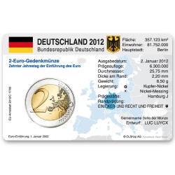 M�nzkarte f�r 2-Euro Gemeinschaftsm�nze Deutschland J 2012