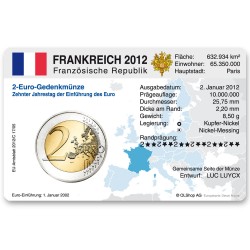 M�nzkarte f�r 2-Euro Gemeinschaftsm�nze Frankreich 2012