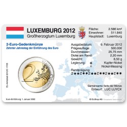 M�nzkarte f�r 2-Euro Gemeinschaftsm�nze Luxemburg 2012