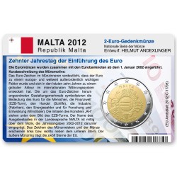 M�nzkarte f�r 2-Euro Gemeinschaftsm�nze Malta 2012