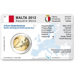 M�nzkarte f�r 2-Euro Gemeinschaftsm�nze Malta 2012