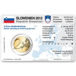 M�nzkarte f�r 2-Euro Gemeinschaftsm�nze Slowenien 2012