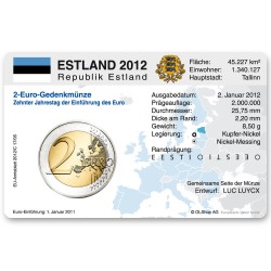 M�nzkarte f�r 2-Euro Gemeinschaftsm�nze Estland 2012