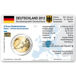M�nzkarte f�r 2-Euro Gedenkm�nze Deutschland J 2012