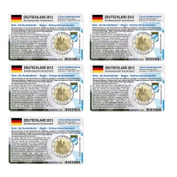 Set - 5 M�nzkarten Deutschland f�r 2-Euro Gedenkm�nzen 2012 A - J
