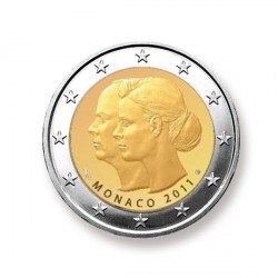 2 Euro Gedenkm�nze Monaco 2011 - Hochzeit F�rst Albert II. & Charlene UNC lose