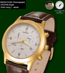 Kronsegler Glash�tte <br> MARATHON Chronograph Gold (verg.) weiss