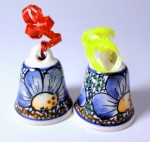 Gl�ckchen im 2-er Set - Dekor Blume blau