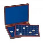 Holz-M�nzkassette zwei Tableaus f�r je 35 2-Euro-M�nzen in Kapseln