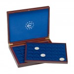 Holz-M�nzkassette zwei Tableaus f�r je 30 dt.10-Euro-M�nzen in Kapseln