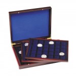 Holz-M�nzkassette mit 3 Einlagen, f�r je 30 M�nzen bis 39 mm �
