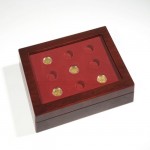 M�nzkassette mit Glasdeckel inkl. 2 Einlagen f�r 9 Etuis + 9 100 EUR Goldm�nzen
