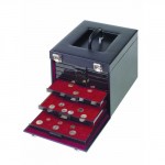 M�nzkoffer mit echtem schwarzen Leder, f�r 10 standart M�nzboxen