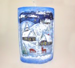 Kerze oval mit Wintermotiv